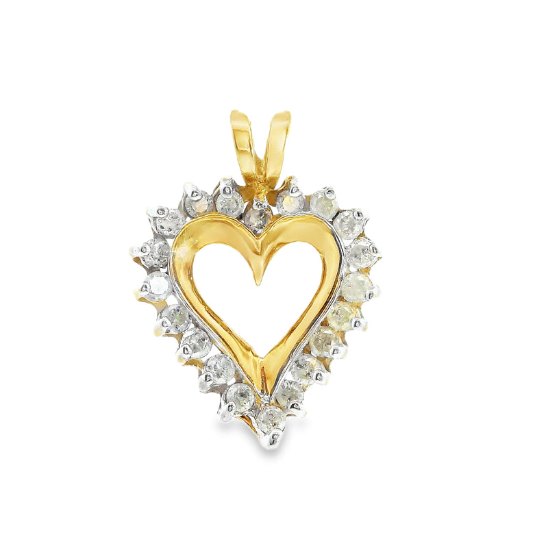 10K Yellow Gold Diamond Heart Pendant