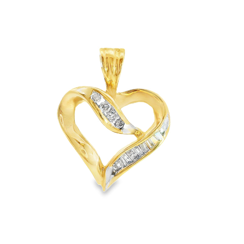 10K Yellow Gold Diamond Heart Pendant