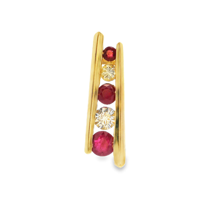 14K YG Ruby & Diamond Pendant