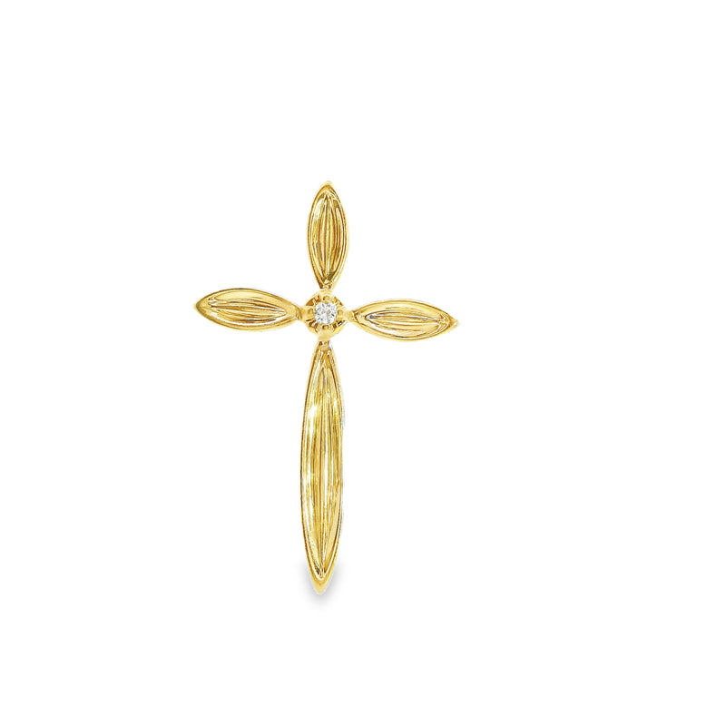 14K YG Diamond Cross