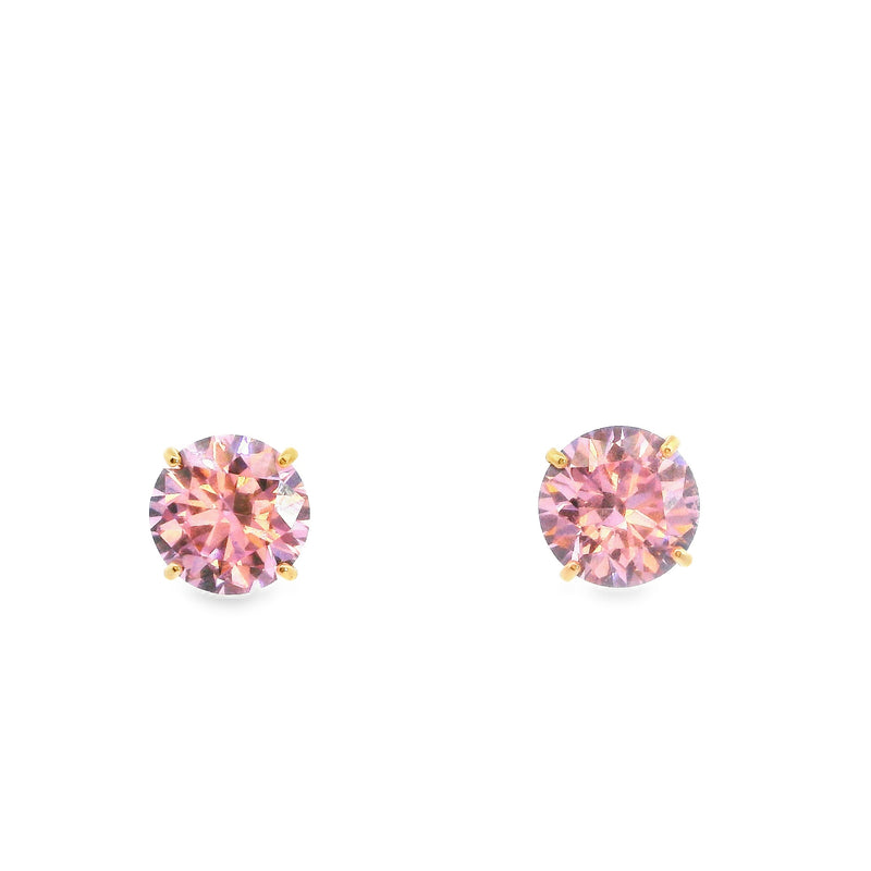 14K YG Pink CZ Stud Earrings