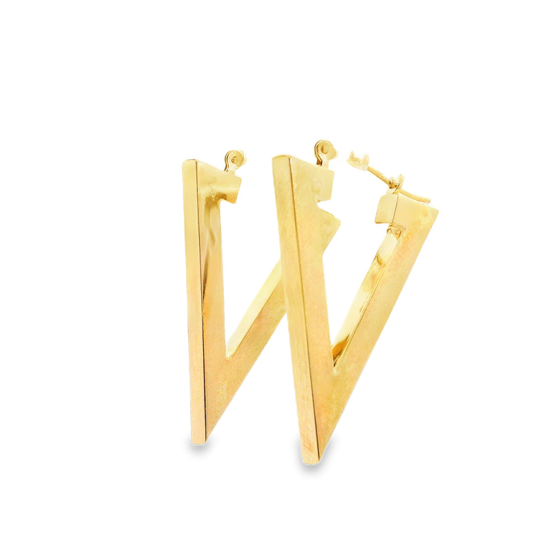 14K YG Geometric Hoop Earrings