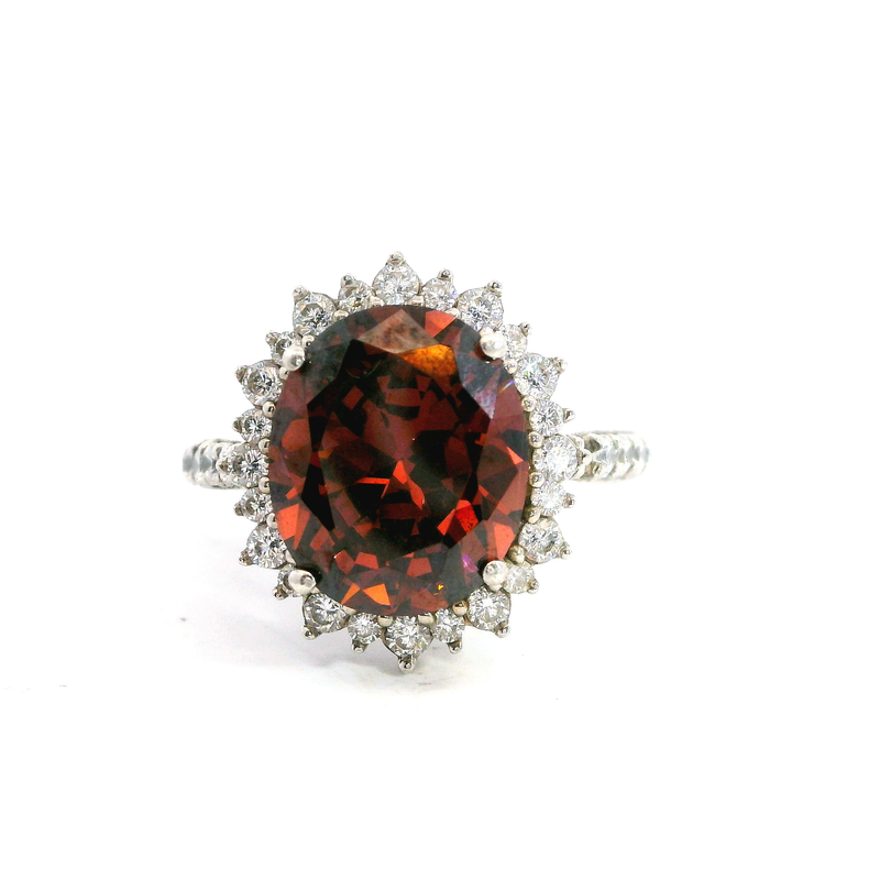 Sterling Silver Pink & White Halo CZ Ring