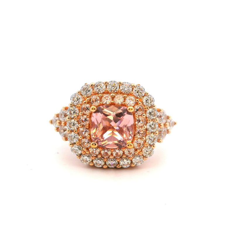 Rose Gold Plated Sterling Silver CZ Ring