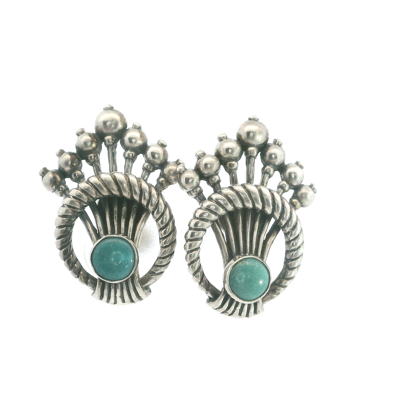 Sterling Silver Turquoise Clip On Earrings