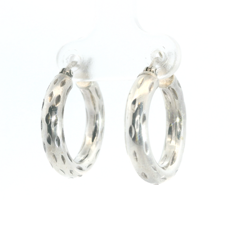 Sterling Silver Diamond Cut Hoop Earrings