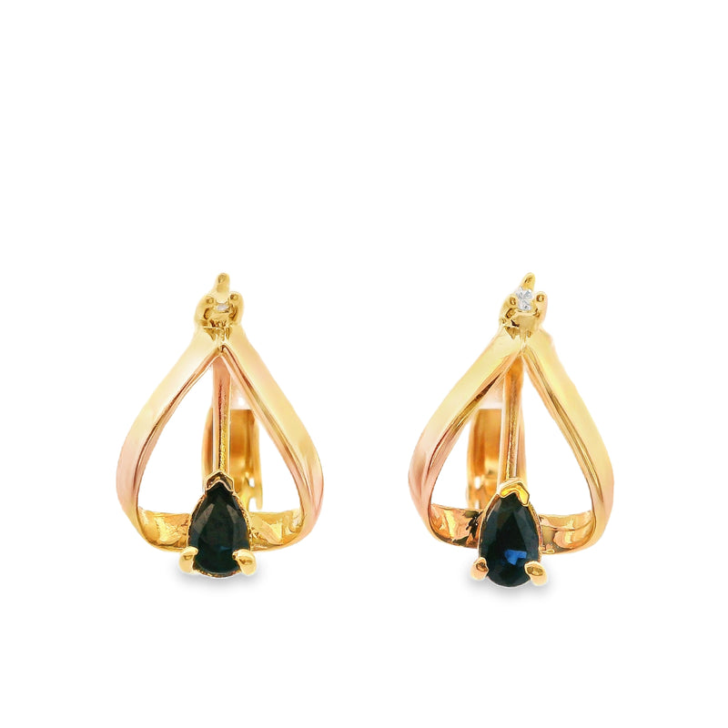 14K YG Sapphire Clip on Earrings