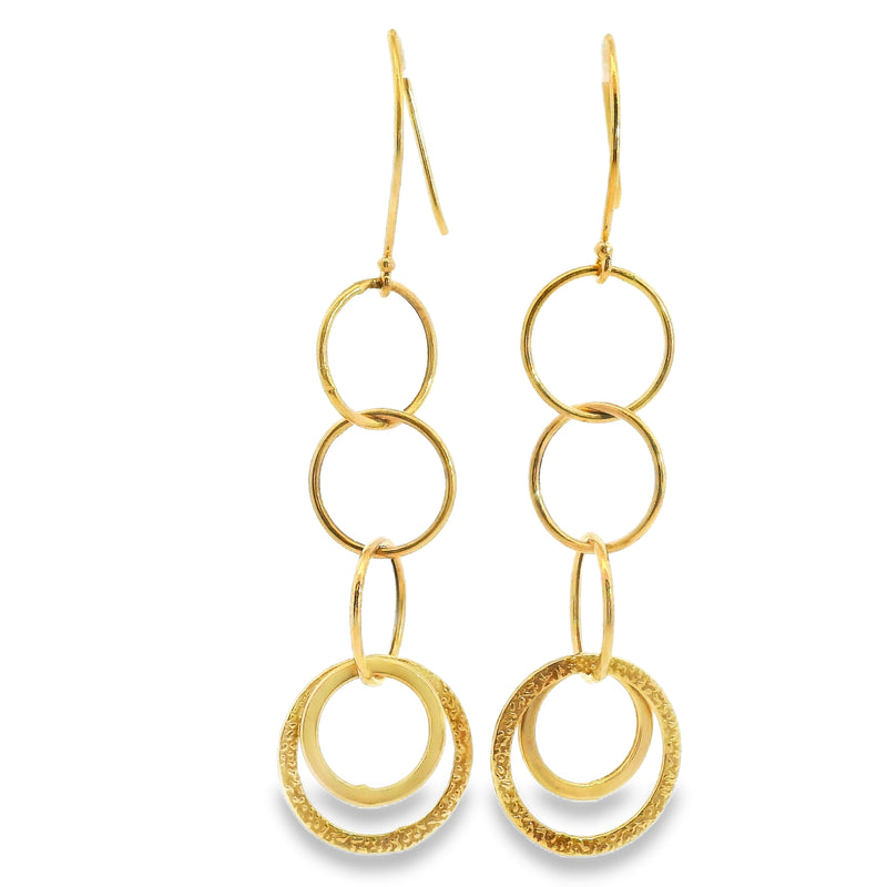 14K YG Circle Dangle Earrings