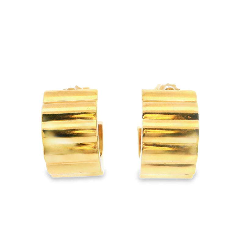 14K YG Wide Scalloped Hoop Earrings