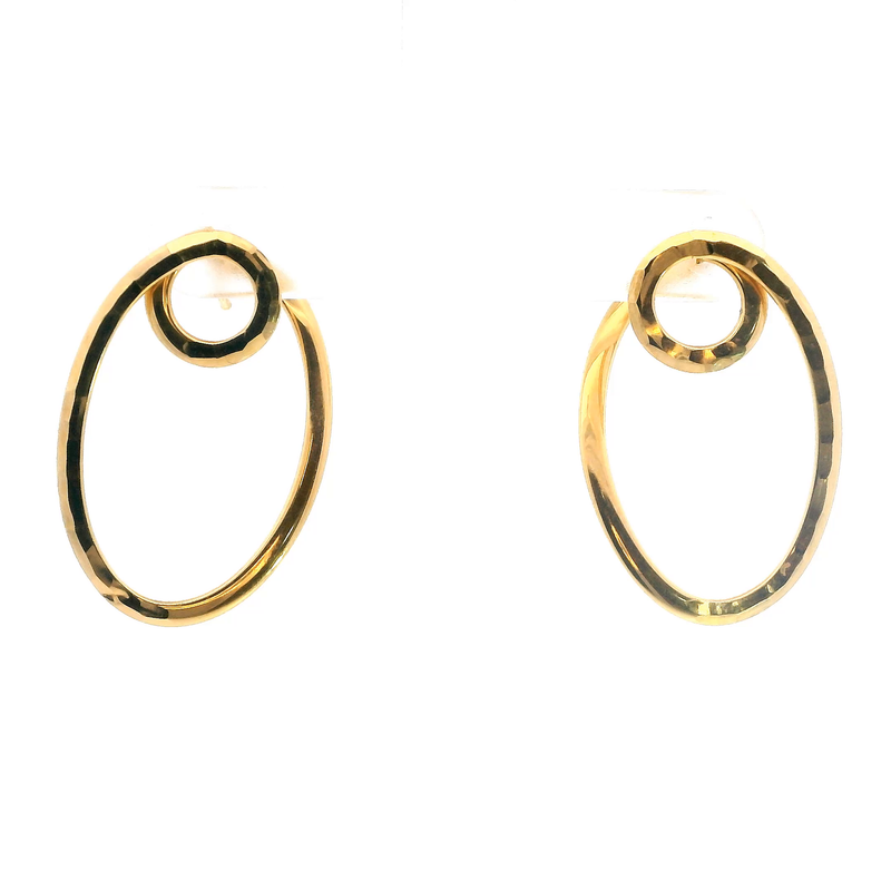 14K YG Twist Design Hoop Earrings