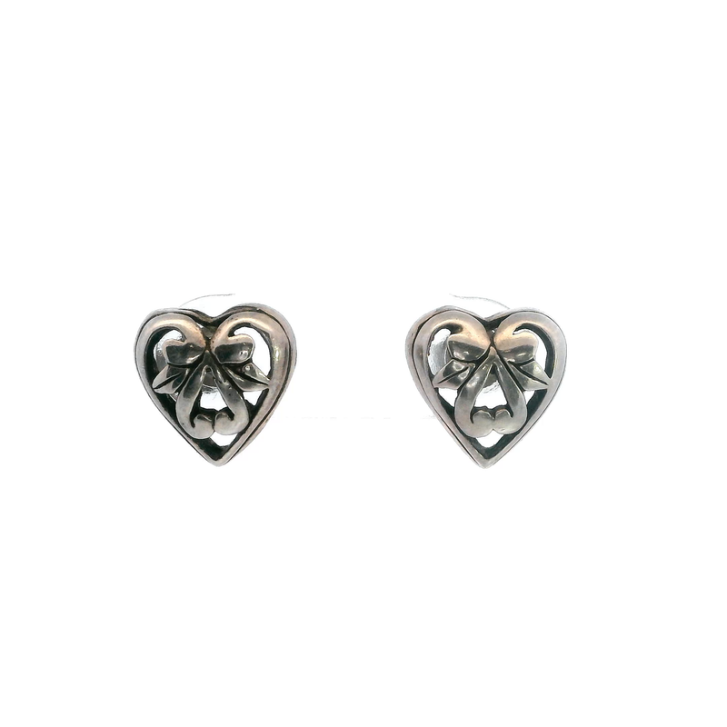 STERLING SILVER HEART STUD EARRINGS