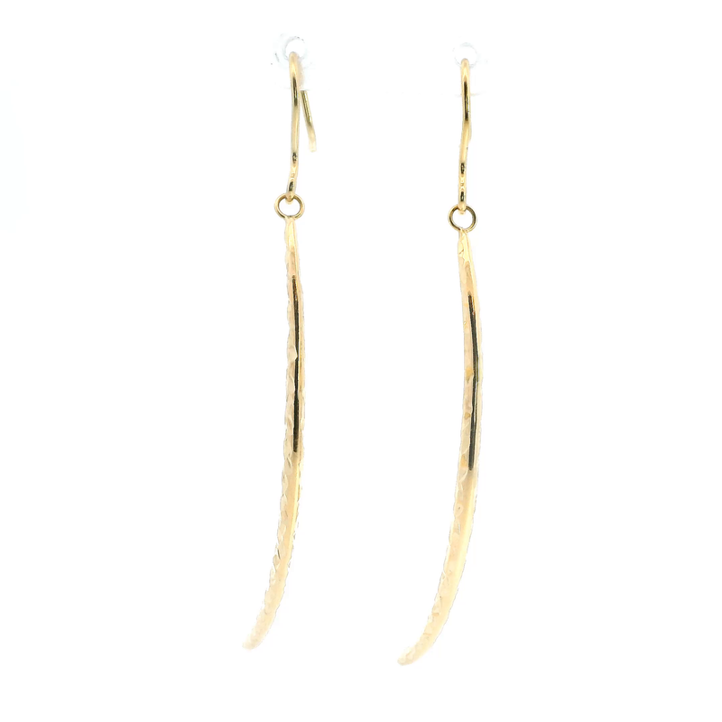 14K YG Diamond Cut Dangle Earrings