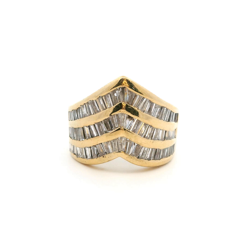 14K YG Chevron Channel Set Diamond Band