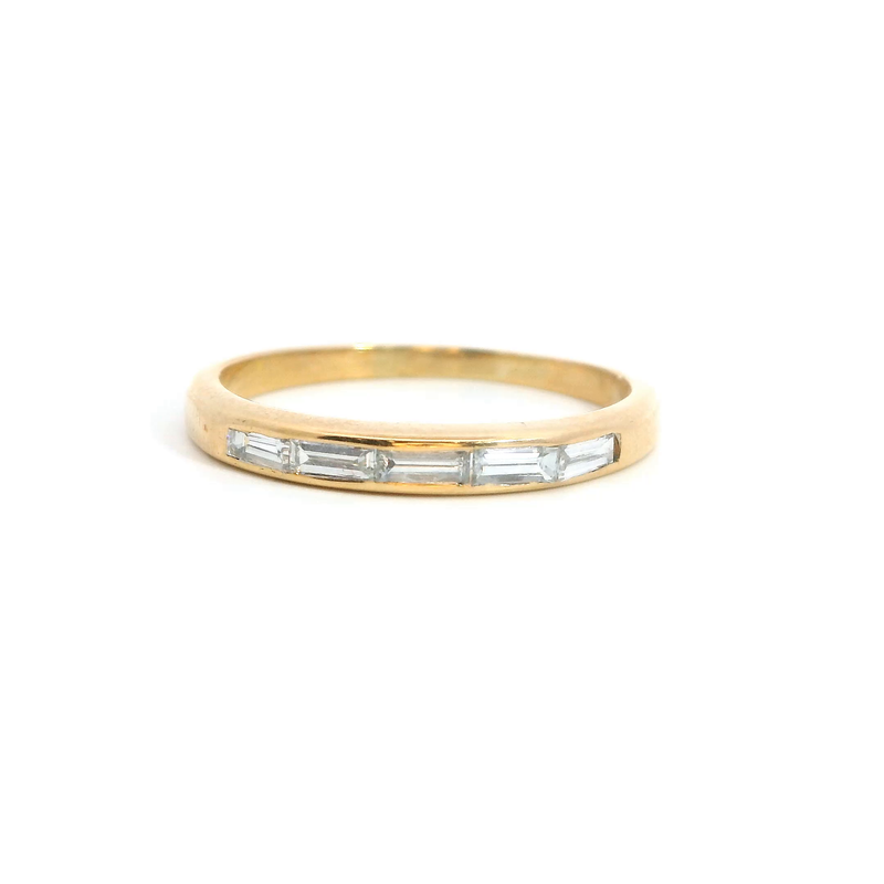 14K YG Baguette Diamond Wedding Band