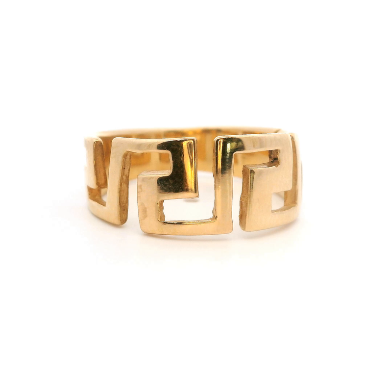 14K YG Greek Key Ring