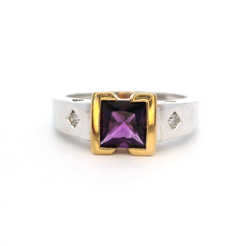 10K TT Amethyst & Diamond Ring