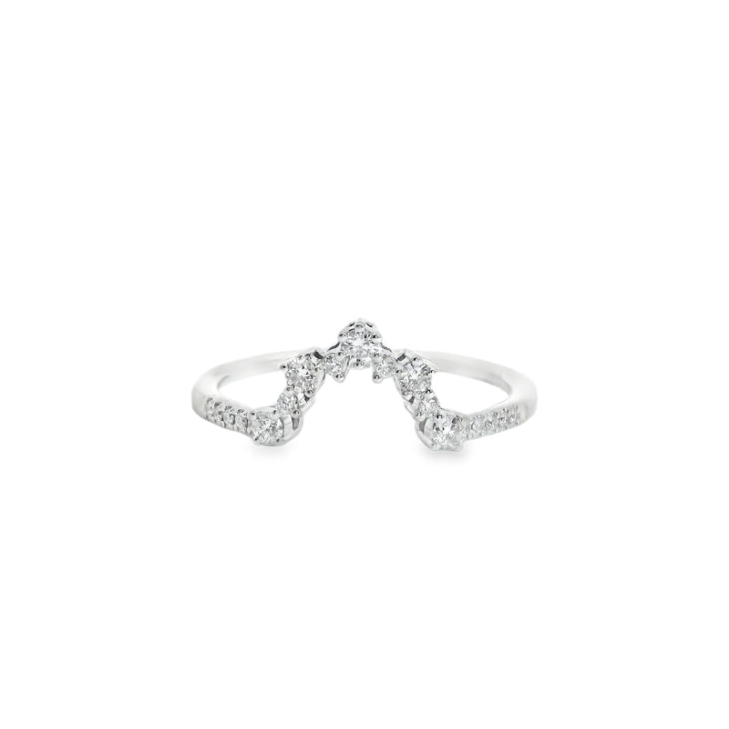 14K WG Curved Diamond Wedding Band