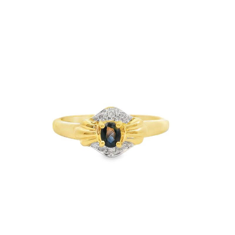 14K YG Sapphire & Diamond Ring