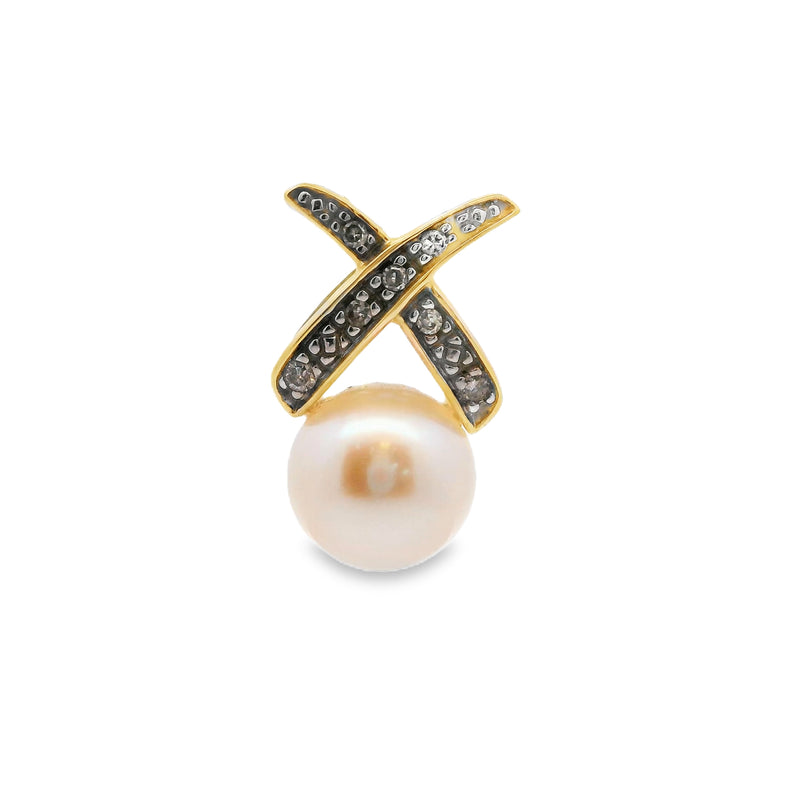 14K YG Pearl & Diamond Pendant