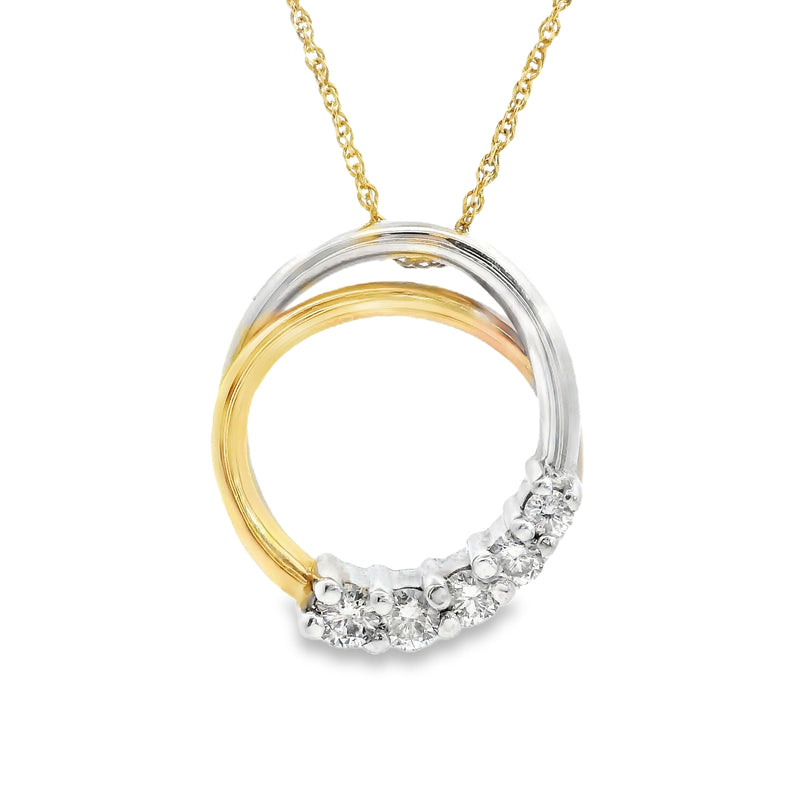 14K Two Tone Diamond Pendant