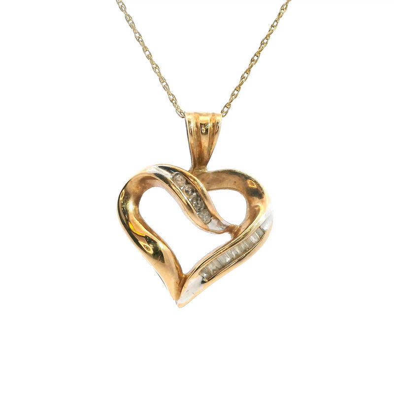 10K YG Diamonid Heart Pendant with Chain