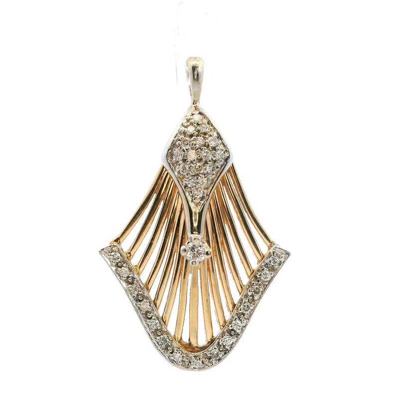 14K TT Fancy Vintage Diamond Pendant