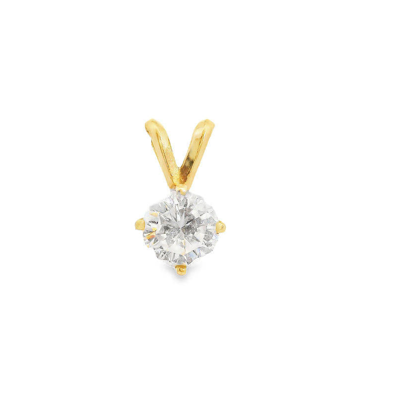 14K YG Solitaire CZ Pendant