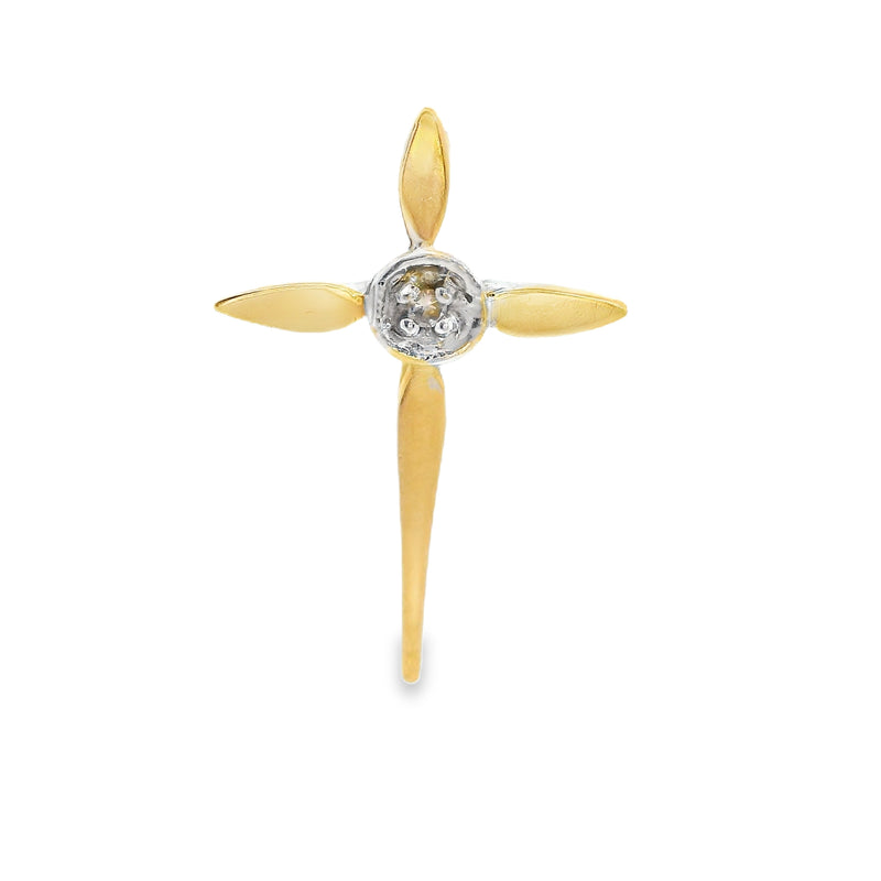 14K YG Diamond Cross Pendant