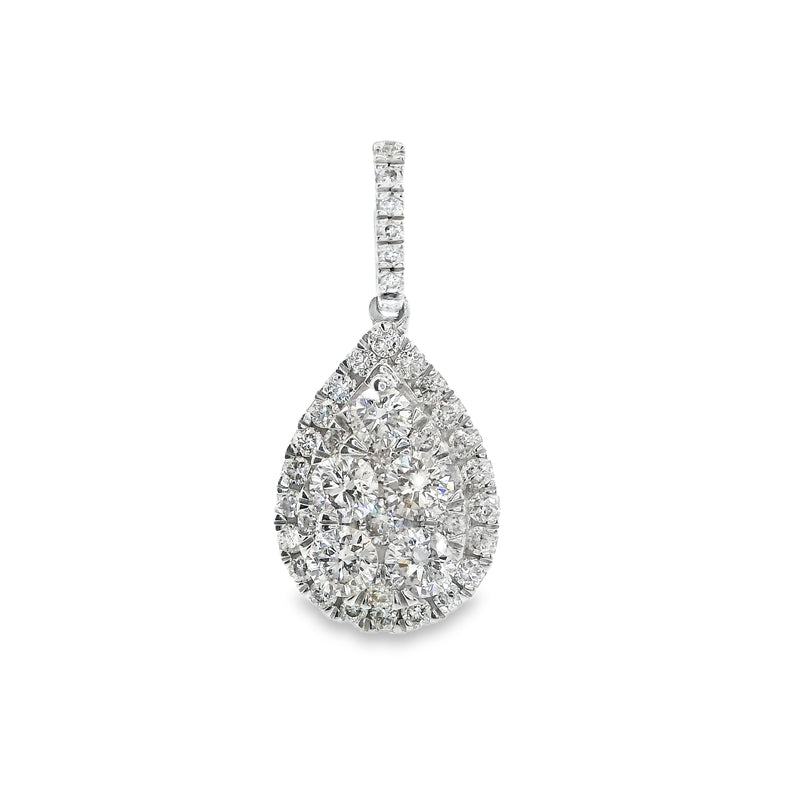 14K WG Cluster Diamond Pendant