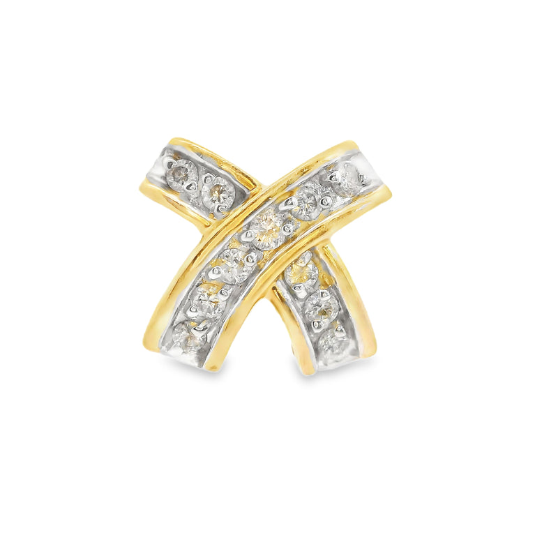 14K YG Diamond X Style Pendant