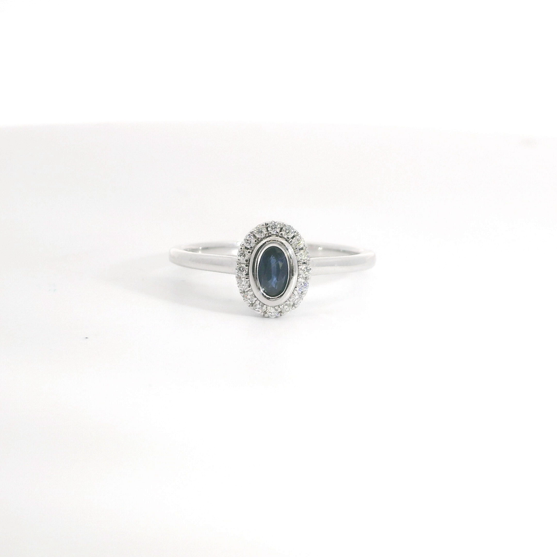 14K WG Sapphire & Diamond Ring