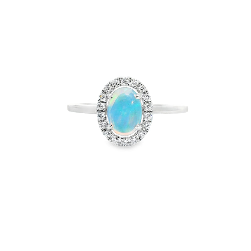 14K WG Opal & Diamond Ring