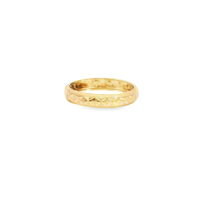 14K YG Etched Band