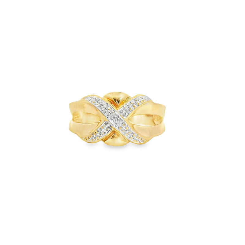 10K YG X Style Diamond Ring