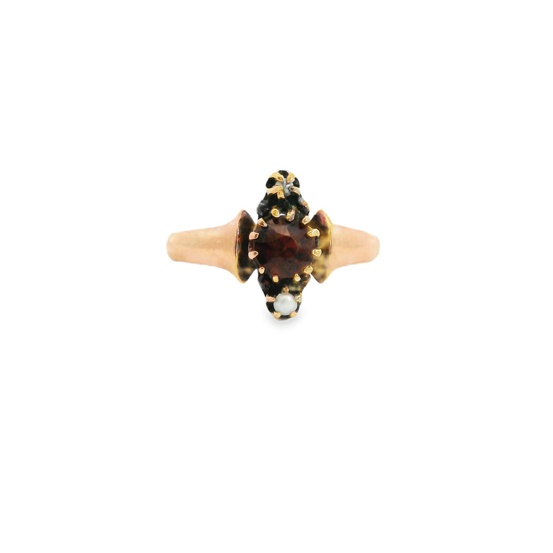 10K Rose Gold Garnet & Pearl