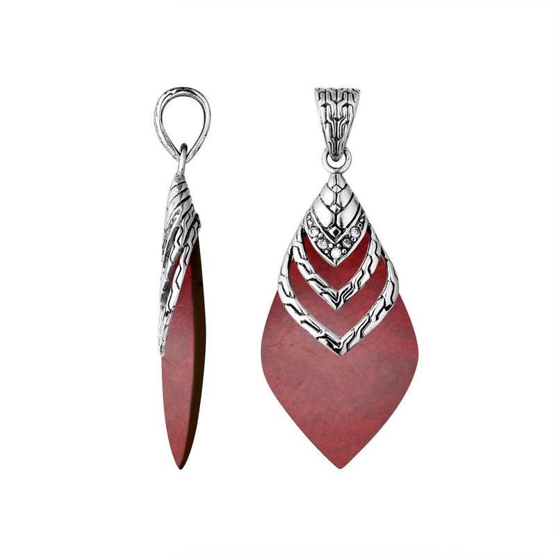 Sterling Silver Reconstituted Red Coral Pendant