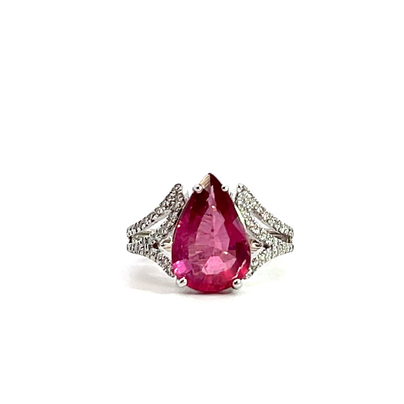 18K WG Pink Tourmaline & Diamond Ring