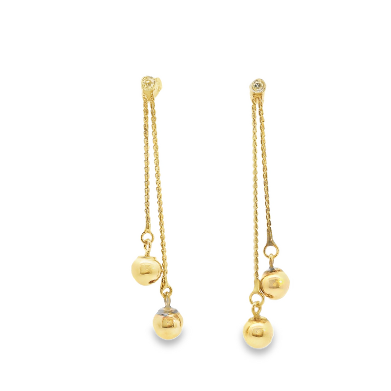 14K YG Dangle Earrings with Diamond Detail