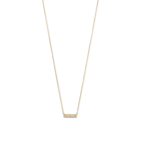 14 Karat Gold Plated Mini CZ Bar Necklace