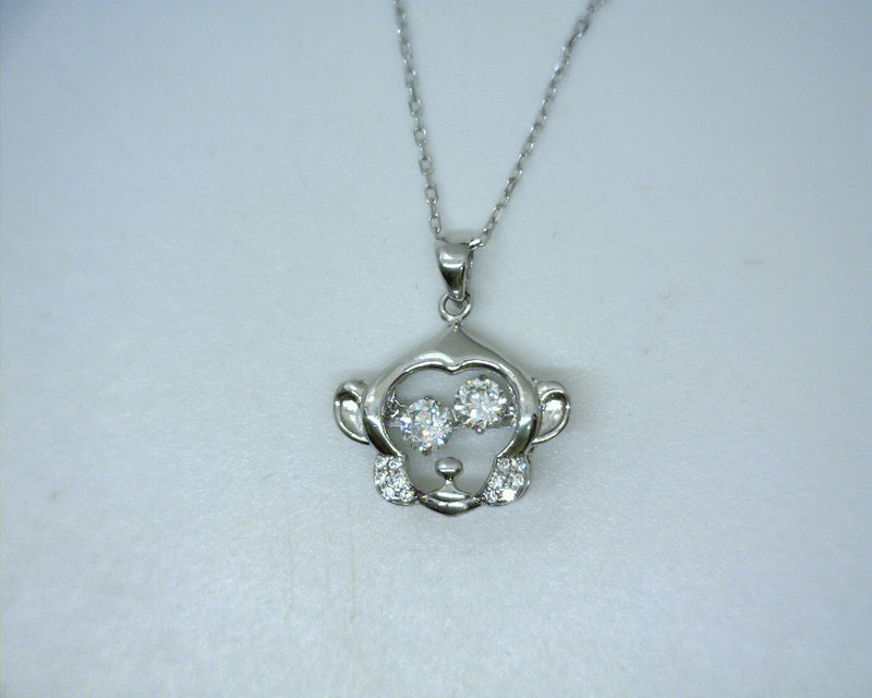 Sterling SIlver CZ Monkey Pendant