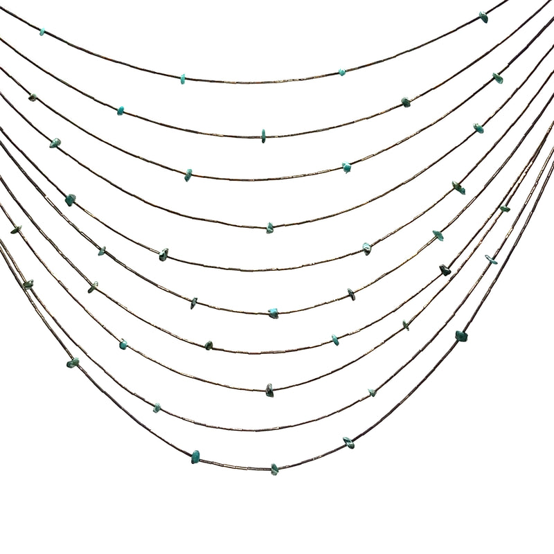 Sterling Silver 9 Strand Turquoise Necklace 16-24