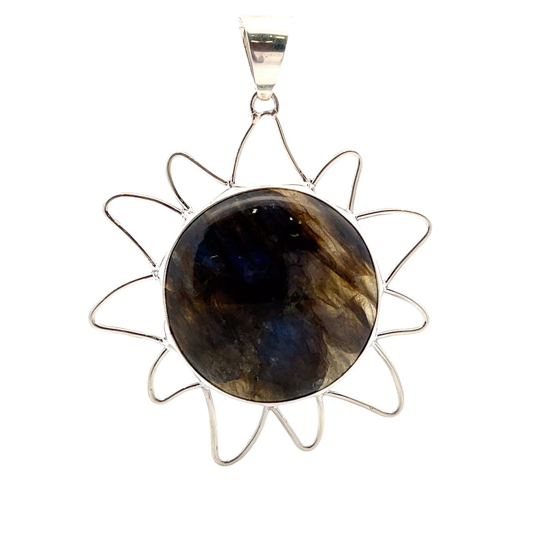 Sterling Silver Labradorite Sun Pendant