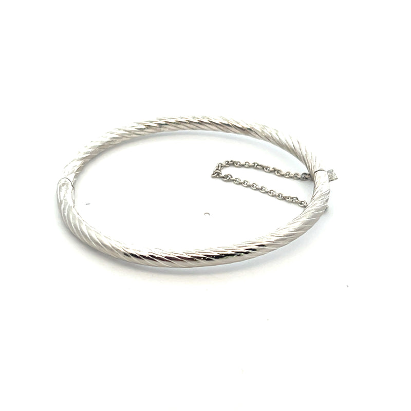 Sterling Silver Twisted Bangle Bracelet with Safety