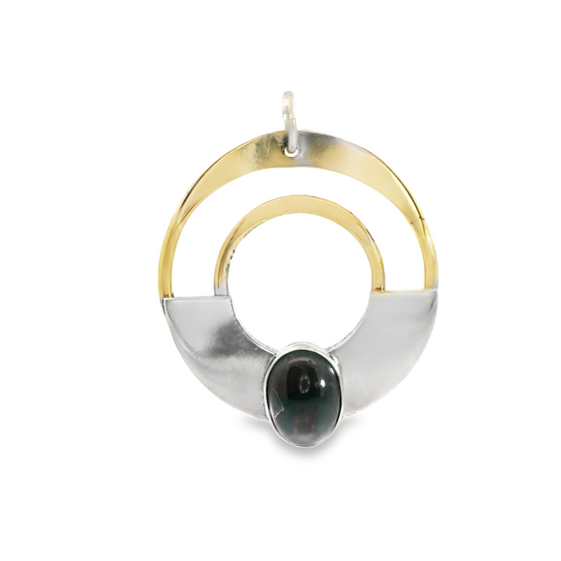 Sterling Sliver & Yellow Gold Garnet Pendant