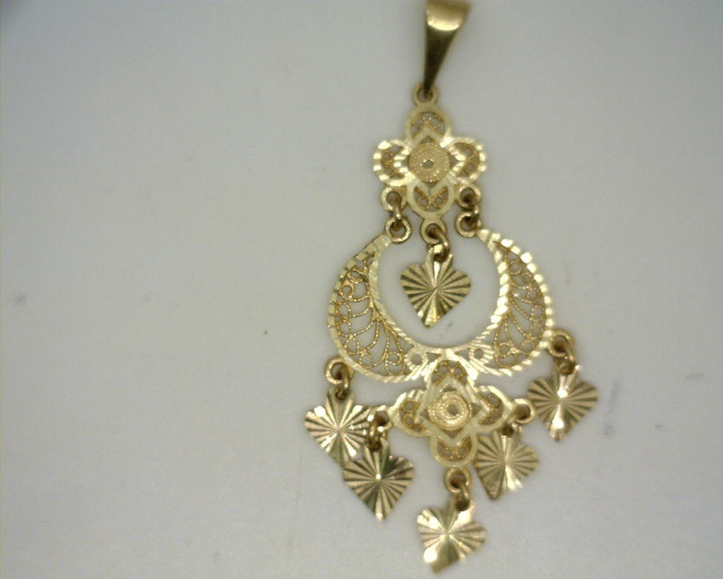14K YG Filigree Heart Pendant