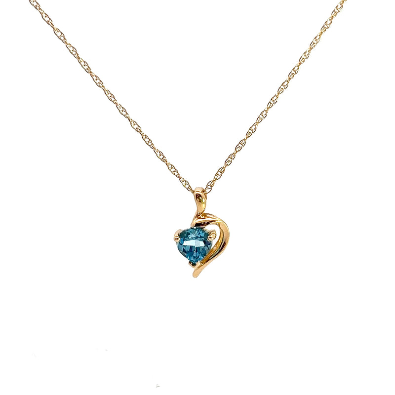 14K YG Blue Topaz Pendant