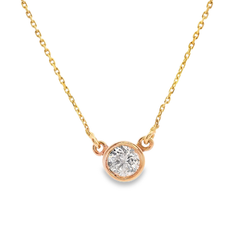 14K YG Solitaire Diamond Necklace 0.25 CT