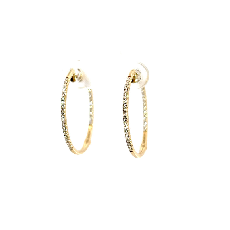 14K YG INSIDE OUT DIAMOND HOOPS