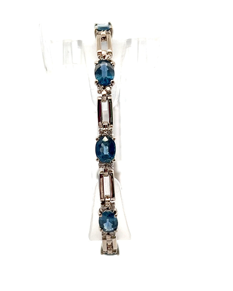14K WG Sapphire & Diamond Tennis Bracelet