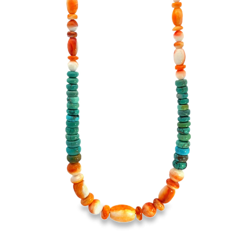 Jay King Graduated Turquoise & Spiny Oyster Shell Necklae